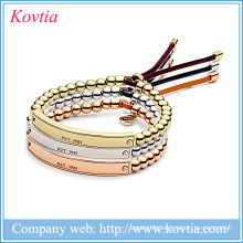 Hot new products for 2015 316l stainless steel jewelry adjustable bar beads bracelet